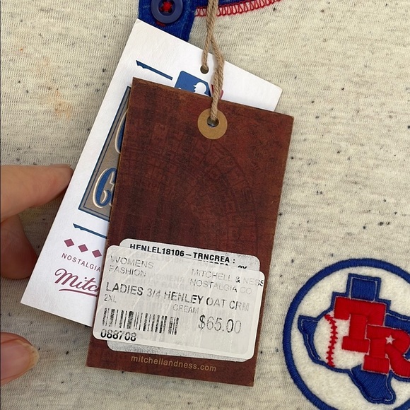 Mitchell & Ness Blue and Cream Raglan Texas Rangers Tee. (See note) - Picture 5 of 8